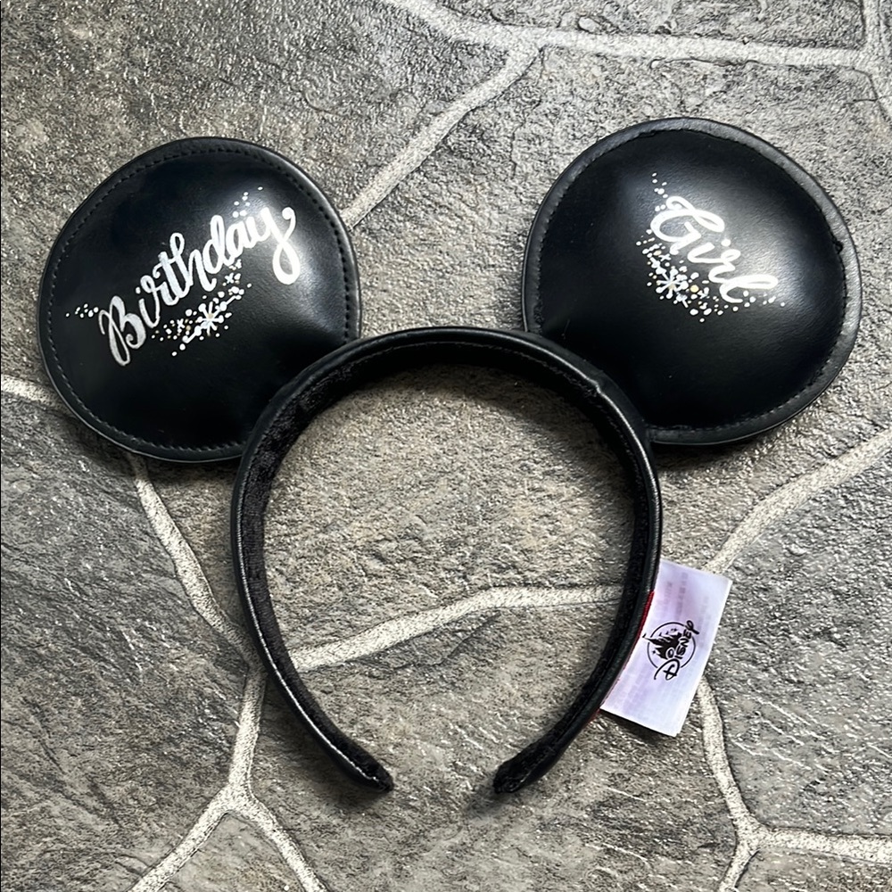 Personalized Birthday Girl Classic Black Mickey Mouse Ear Headband - Disney